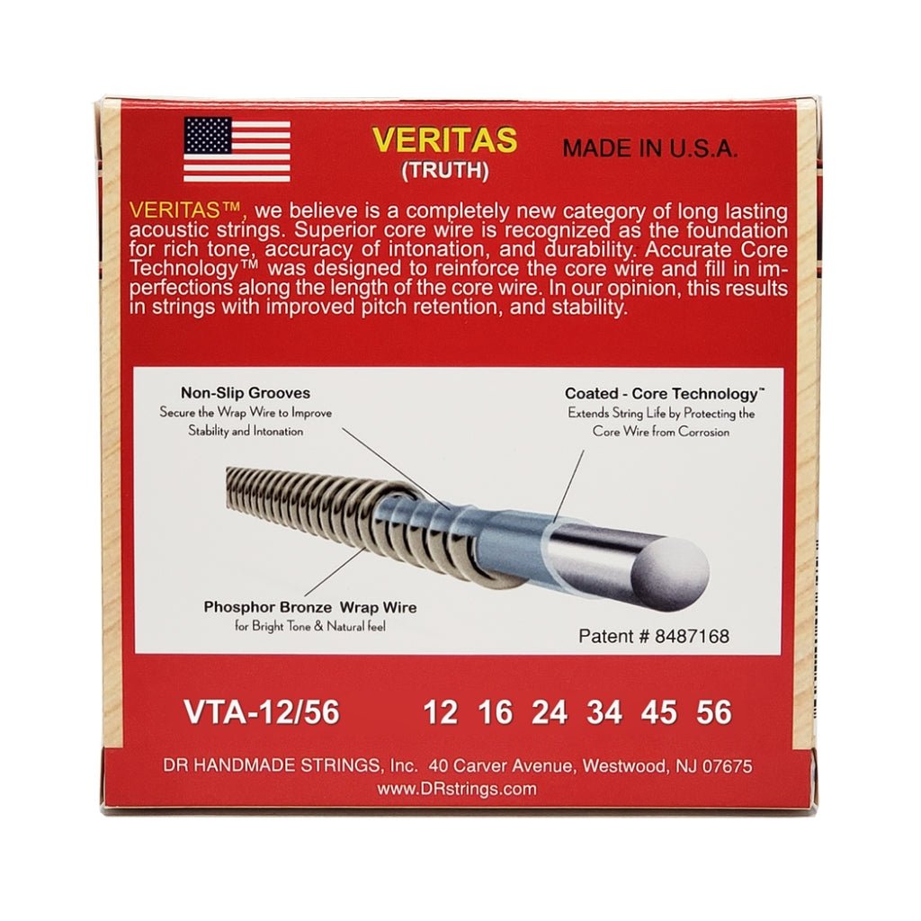 DR Veritas Phosphor Bronze Acoustic Guitar Strings - Bluegrass 12-56 Guitar Strings Sky Music