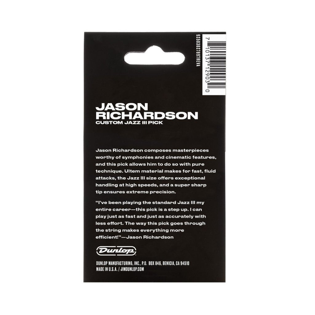 Dunlop 1.38mm Jason Richardson Custom Jazz III Guitar Pick - Cream, 6pack Guitar Picks Sky Music