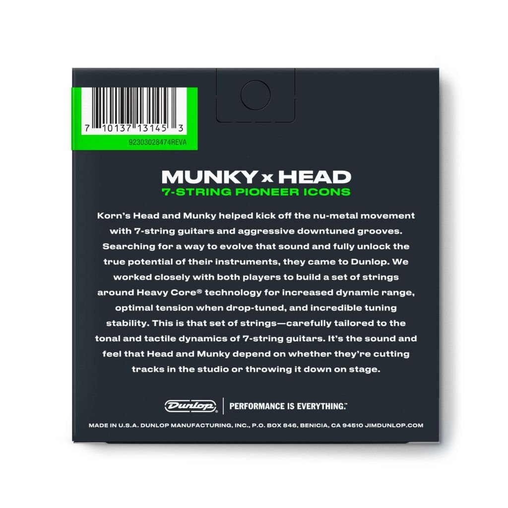 Dunlop KRHCN1065 Heavy Core Korn Electric Guitar Strings - .010-.065, 7-string Fretted Instrument Strings Sky Music