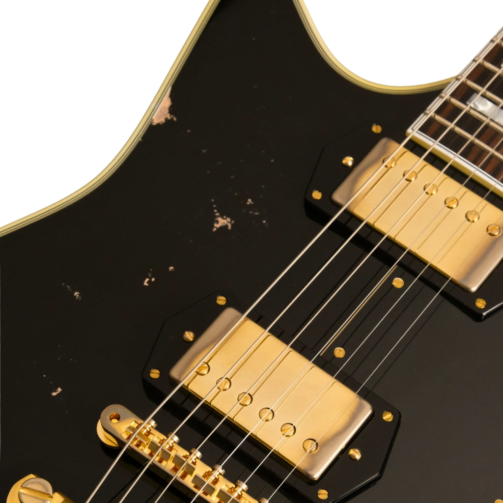 Frank Brothers - Custom Arcade One Electric Guitar - Piano Black, Heavy Aged