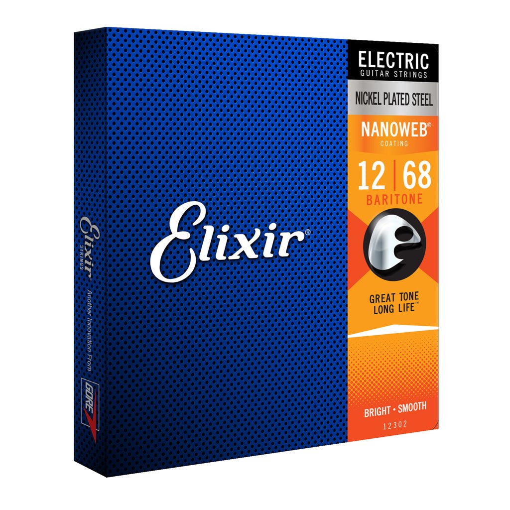Elixir 12302 Nanoweb Electric Baritone 12-68 Guitar Strings Sky Music