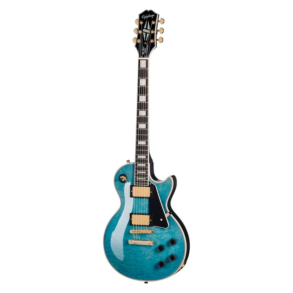 Epiphone Les Paul Custom Quilt Electric Guitar - Ocean Blue Electric Guitars Sky Music