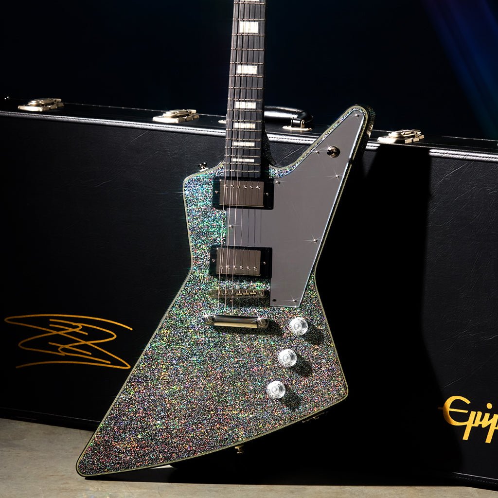Epiphone Lzzy Hale Explorer Black Diamond Holograph Sparkle Electric Guitars Sky Music