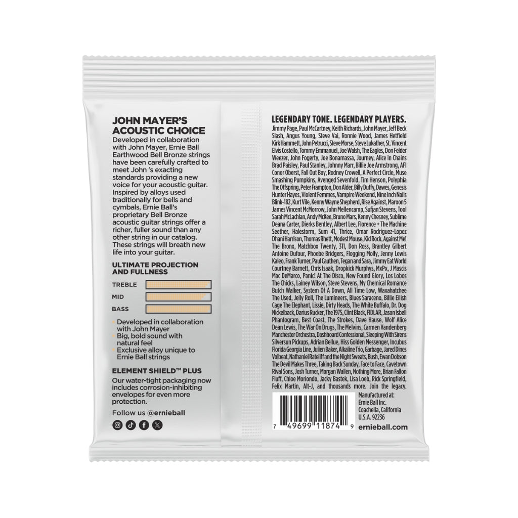 Ernie Ball 2350 Earthwood Bell Bronze Acoustic Guitar Strings - .010-.050 Extra Light Guitar Strings Sky Music