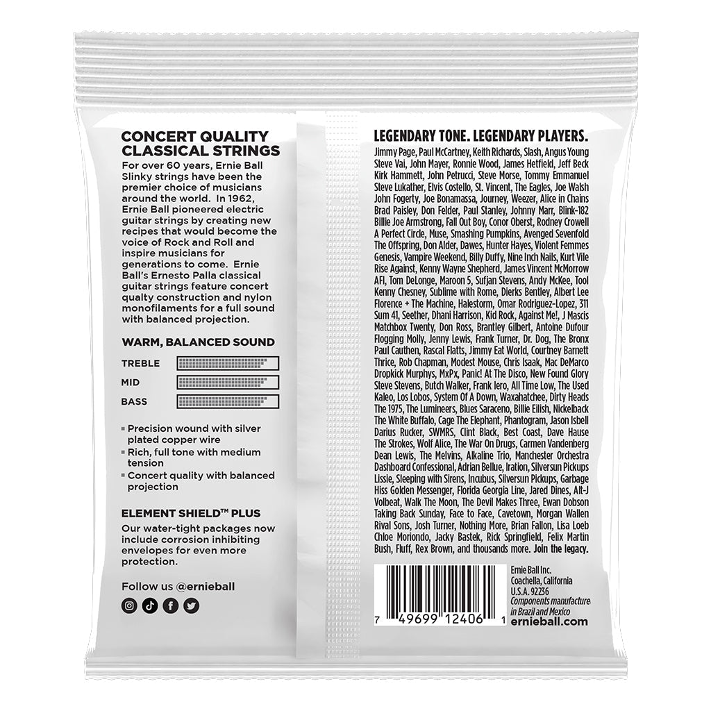 Ernie Ball Ernesto Palla Black and Silver Nylon Classical Guitar String Guitar Strings Sky Music