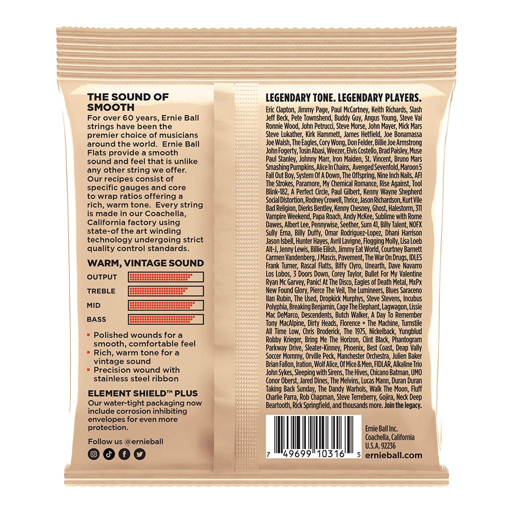 Ernie Ball Light Flatwound Electric Guitar Strings - 11-50 Gauge Guitar Strings Sky Music