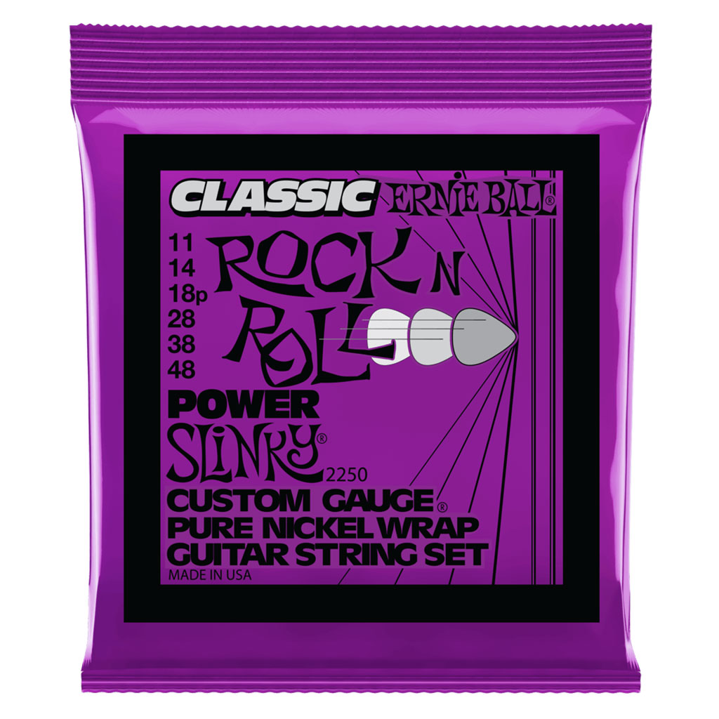 Ernie Ball Power Slinky Classic Rock n Roll Pure Nickel Wrap Electric Guitar Strings - 11-48 Gauge