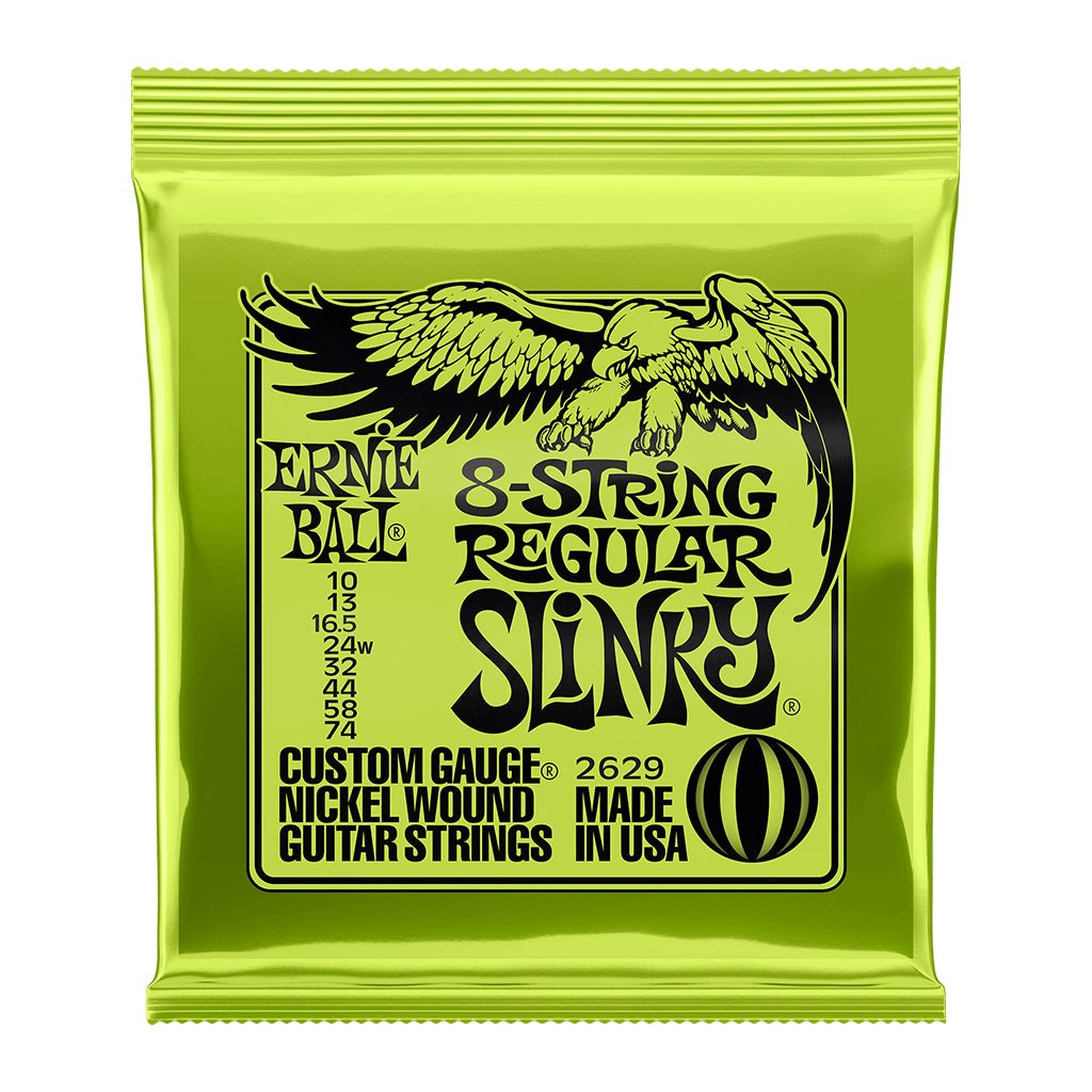 Ernie Ball P02629 Regular Slinky 8-String Nickel Wound Electric Guitar Strings 10-74 Gauge Guitar Strings Sky Music