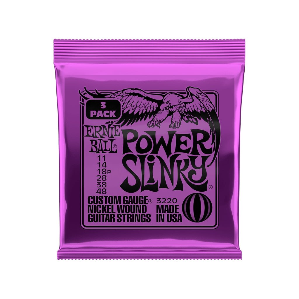Ernie Ball Power Slinky Nickel Wound 11-48 Electric Guitar Strings - 3 Pack Fretted Instrument Strings Sky Music