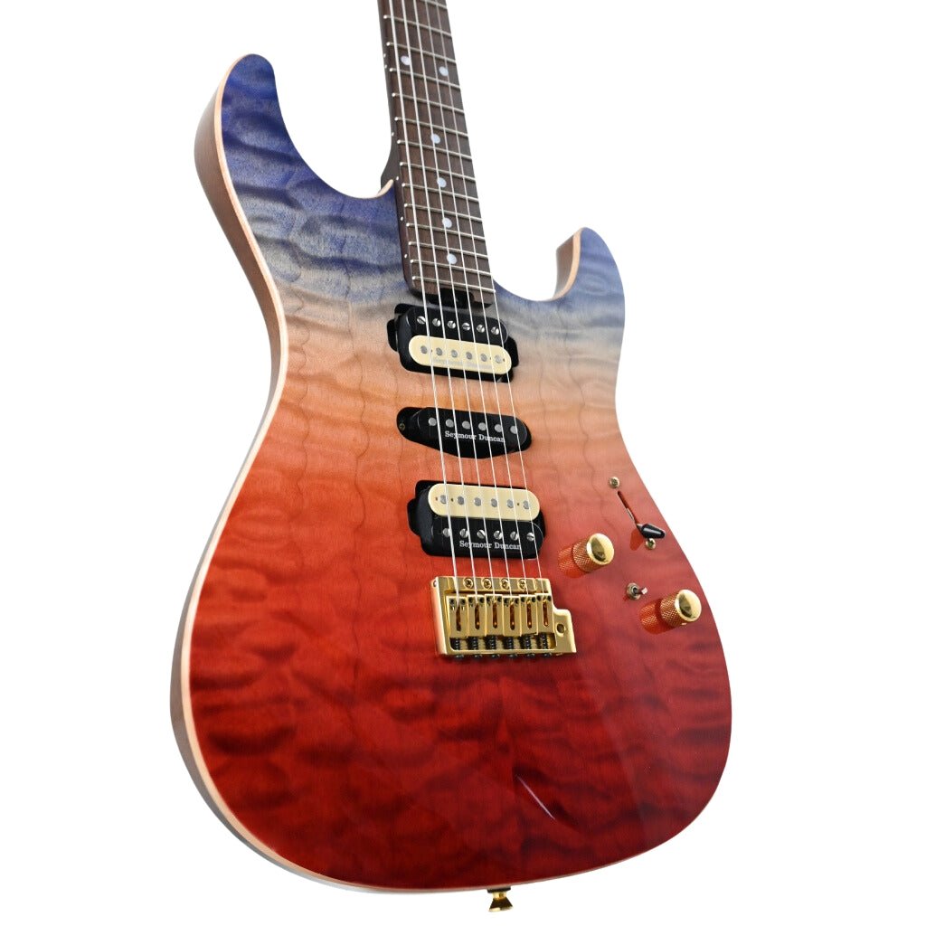 ESP Custom Shop Snapper CTM Electric Guitar - Blue Red Gradation Electric Guitars Sky Music