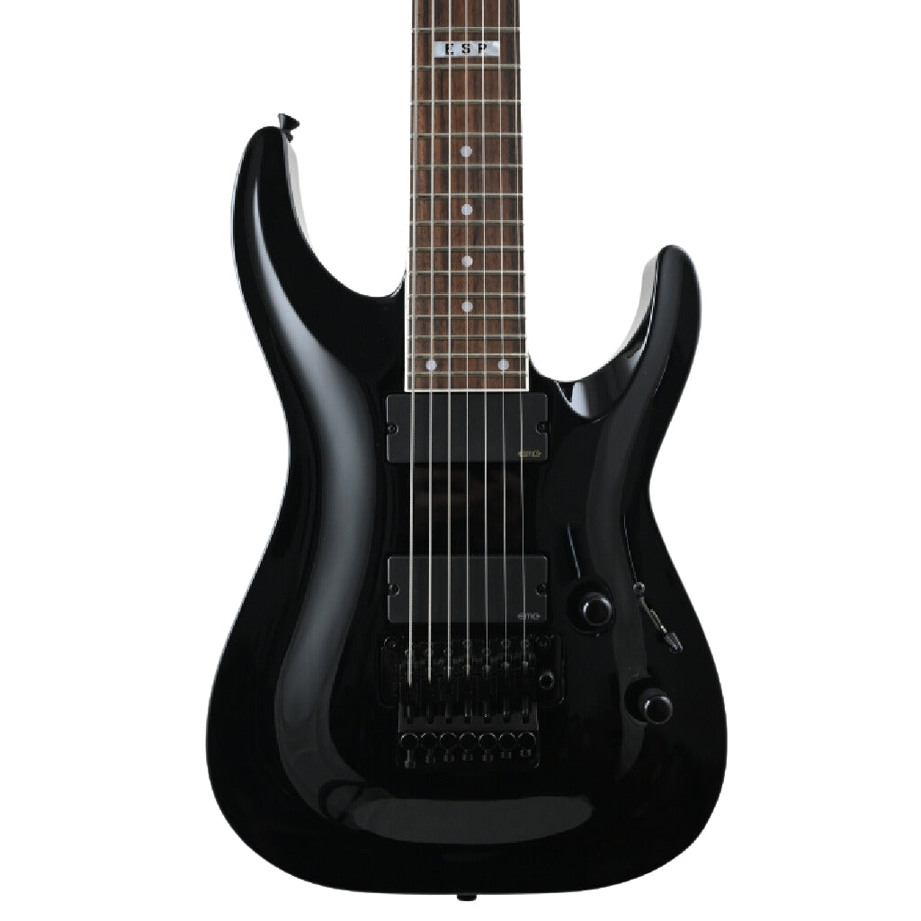 ESP Custom Shop 7-String Electric Guitar w/ Floyd Rose & EMG Pickups - Gloss Black