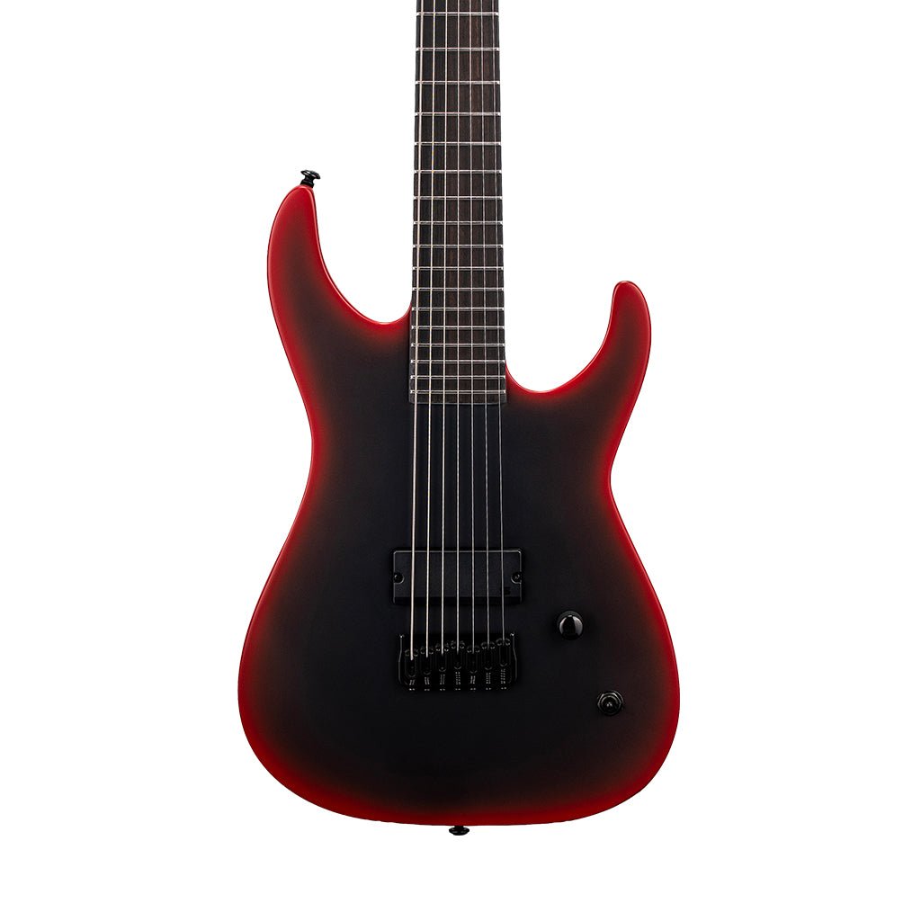 ESP LTD M7-HT Baritone Black Metal Electric Guitar - Black Red Burst Satin Electric Guitars Sky Music