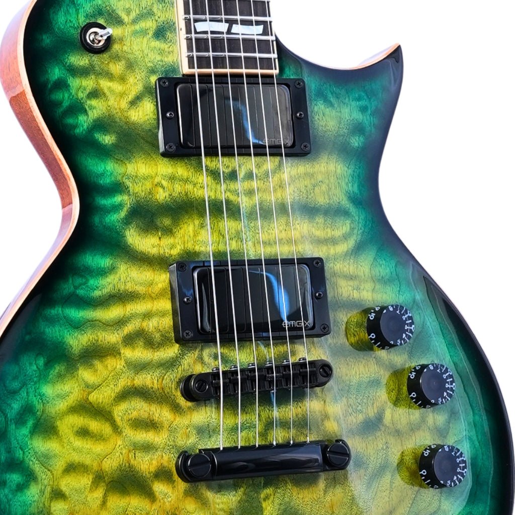 ESP USA Eclipse Quilted Maple Electric Guitar - Dark Lime Burst Electric Guitars Sky Music