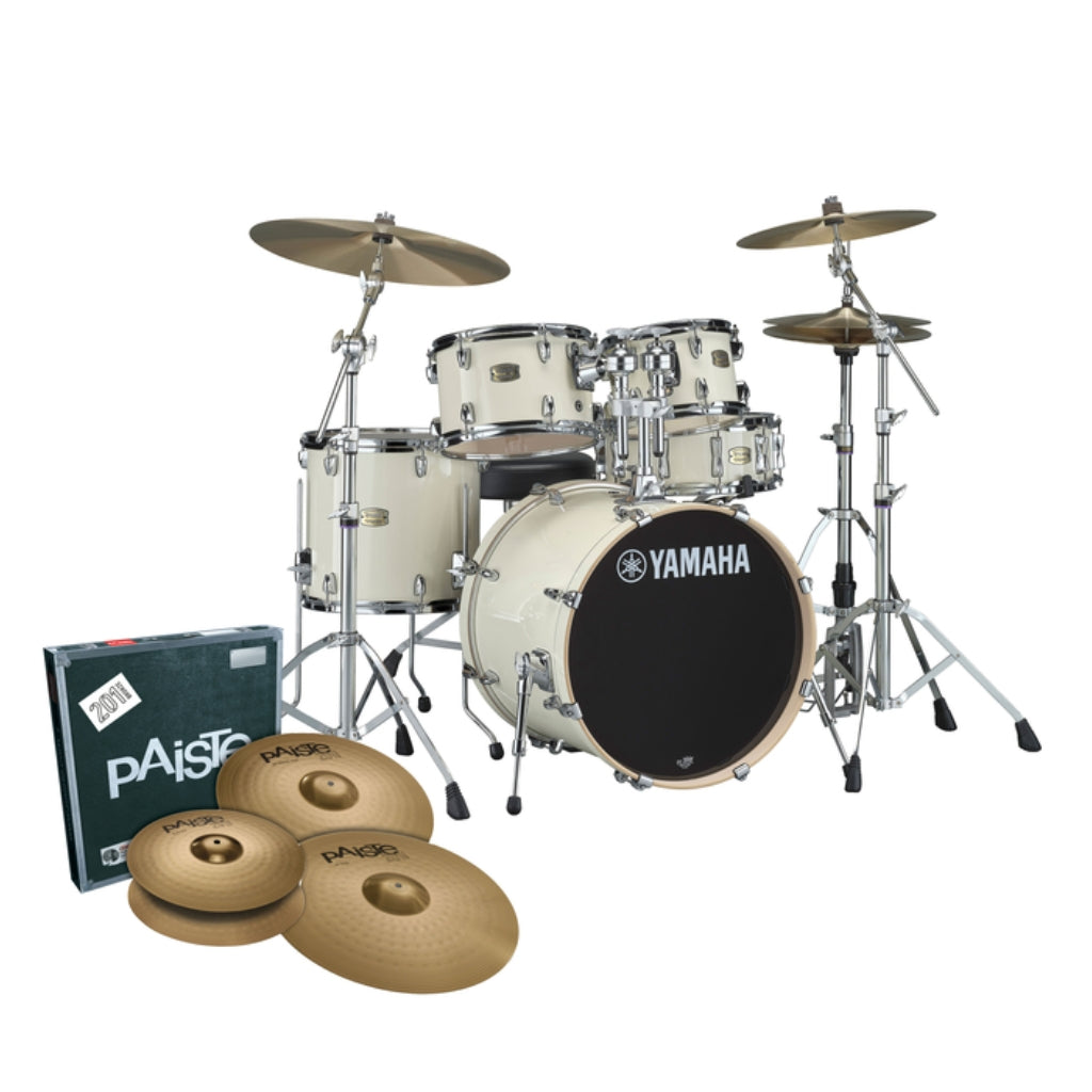 Yamaha - Stage Custom Birch Next Stage Fusion Shell Pack with Hardware and Cymbals - Classic White