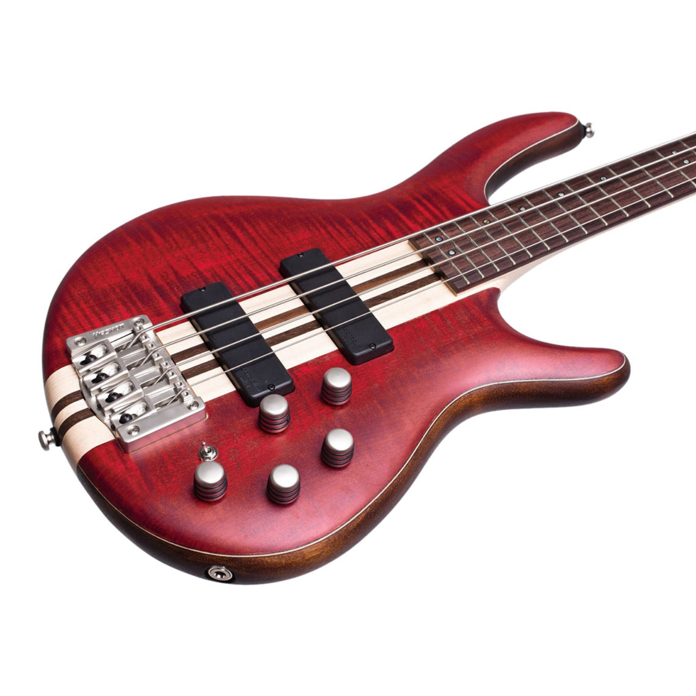 Cort - A4 Plus FMMH Bass Guitar - Open Pore Black Cherry