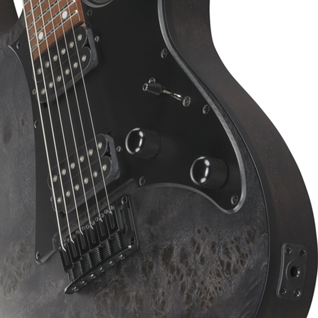 Ibanez RGR431PB Poplar Burl Top Electric Guitar - Charcoal Gray Flat