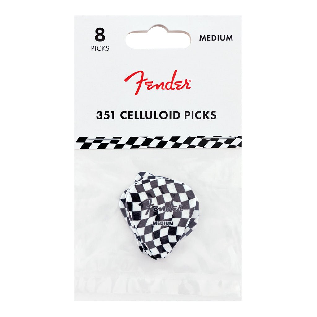 Fender 351 Celluloid Picks Wavy Checkerboard 9 Pieces Guitar Picks Sky Music
