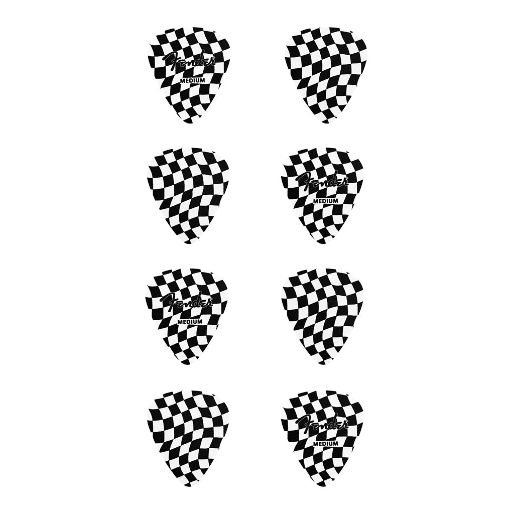 Fender 351 Celluloid Picks Wavy Checkerboard 9 Pieces Guitar Picks Sky Music