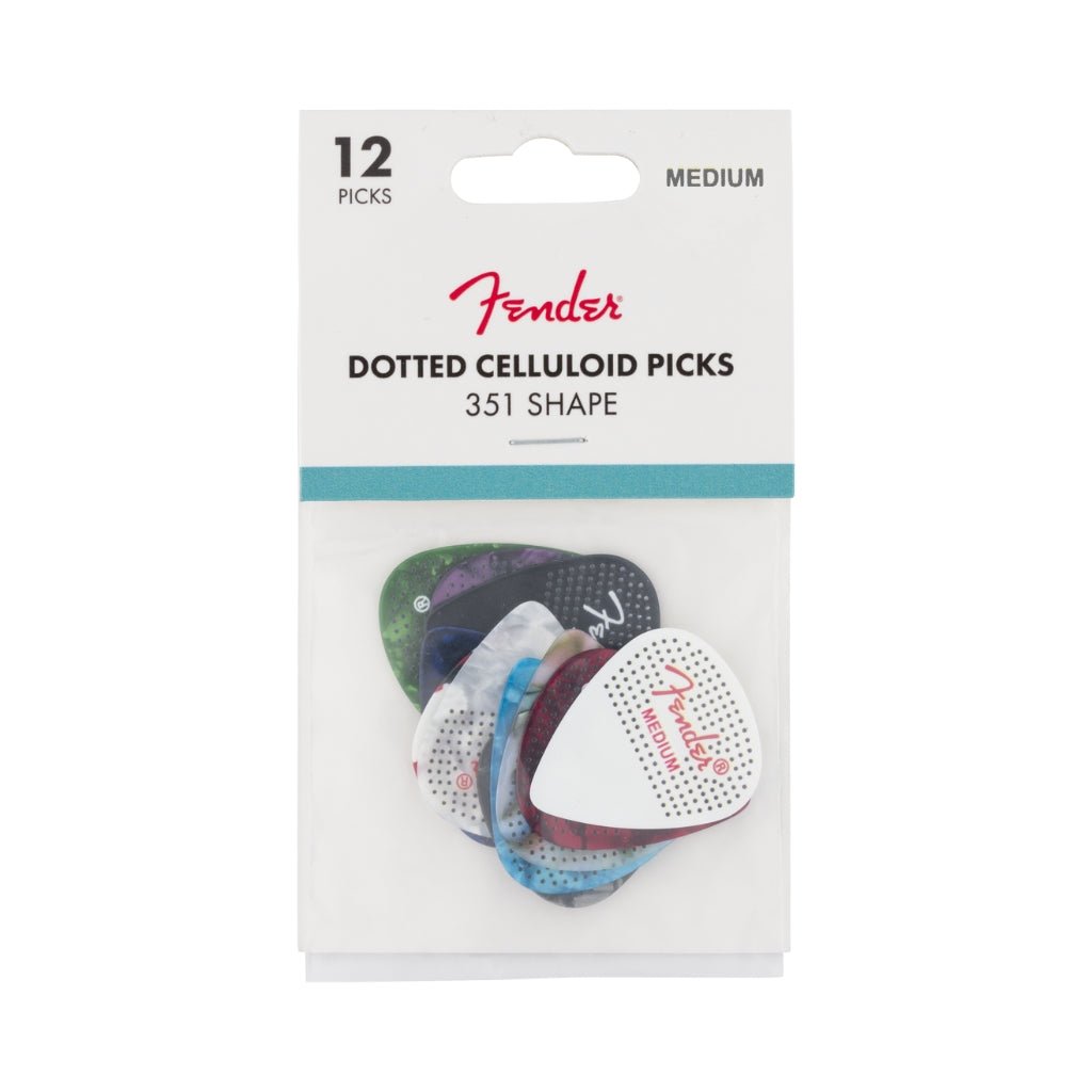 Fender 351 Dotted Celluloid Guitar Picks - Medium, 12-pack Guitar Picks Sky Music