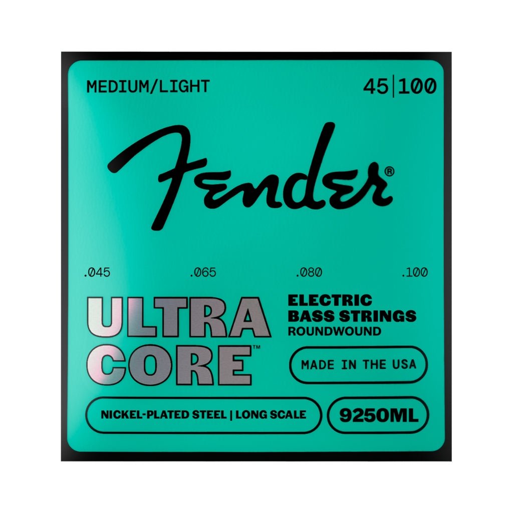 Fender 9250 UltraCore Electric Bass Strings - .045-.100 Medium Light Fretted Instrument Strings Sky Music