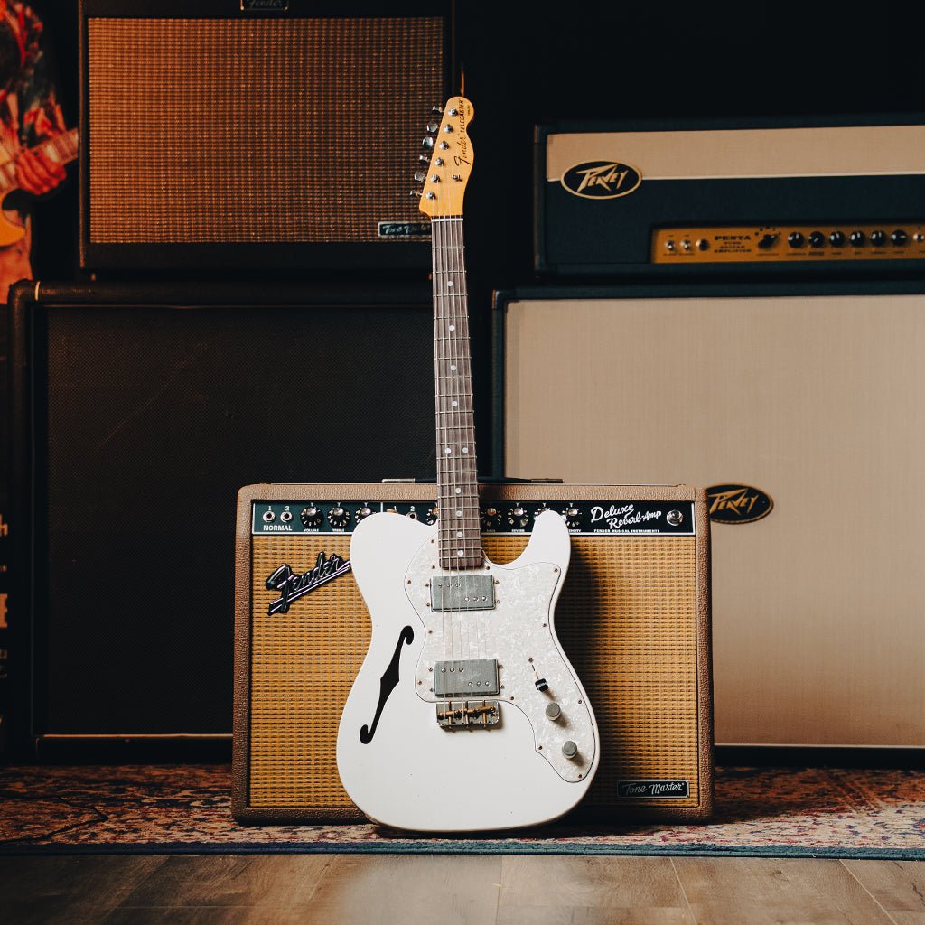 Fender Custom Shop 70s Telecaster Thinline Roadworn Journeyman Electric Guitar - Aged Olympic White Electric Guitars Sky Music