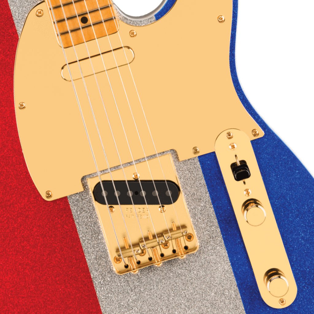 Fender Limited Edition Buck Owens Telecaster with Maple Fingerboard - Red Silver and Blue Sparkle Electric Guitars Sky Music