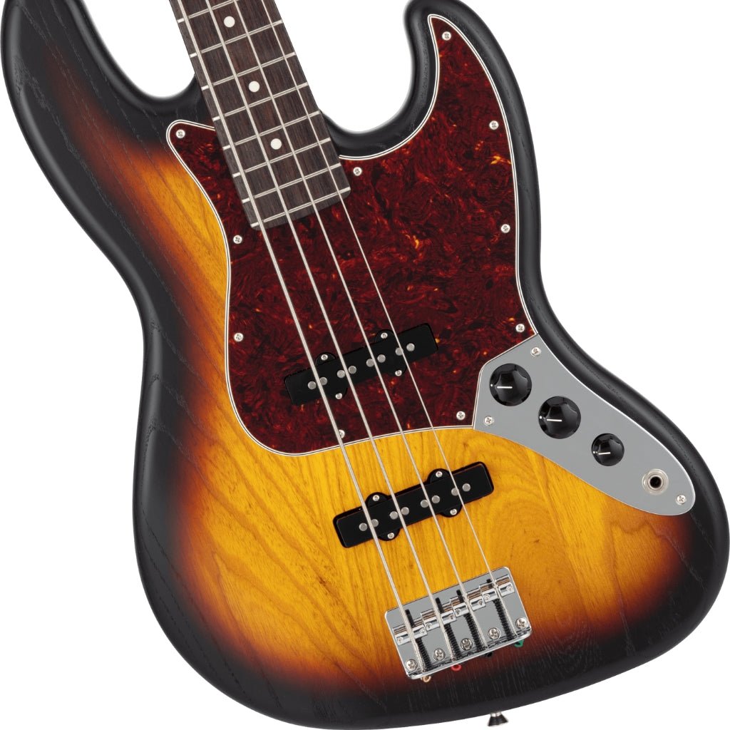 Fender Made in Japan Limited Raw Ash Jazz Bass - 3 Color Sunburst, Rosewood Fingerboard Bass Guitars Sky Music