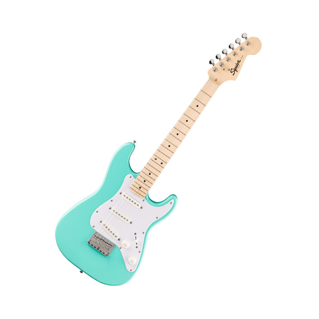 Fender Mini Stratocaster Maple Fingerboard w/White Pickguard - Sea Foam Green Electric Guitars Sky Music