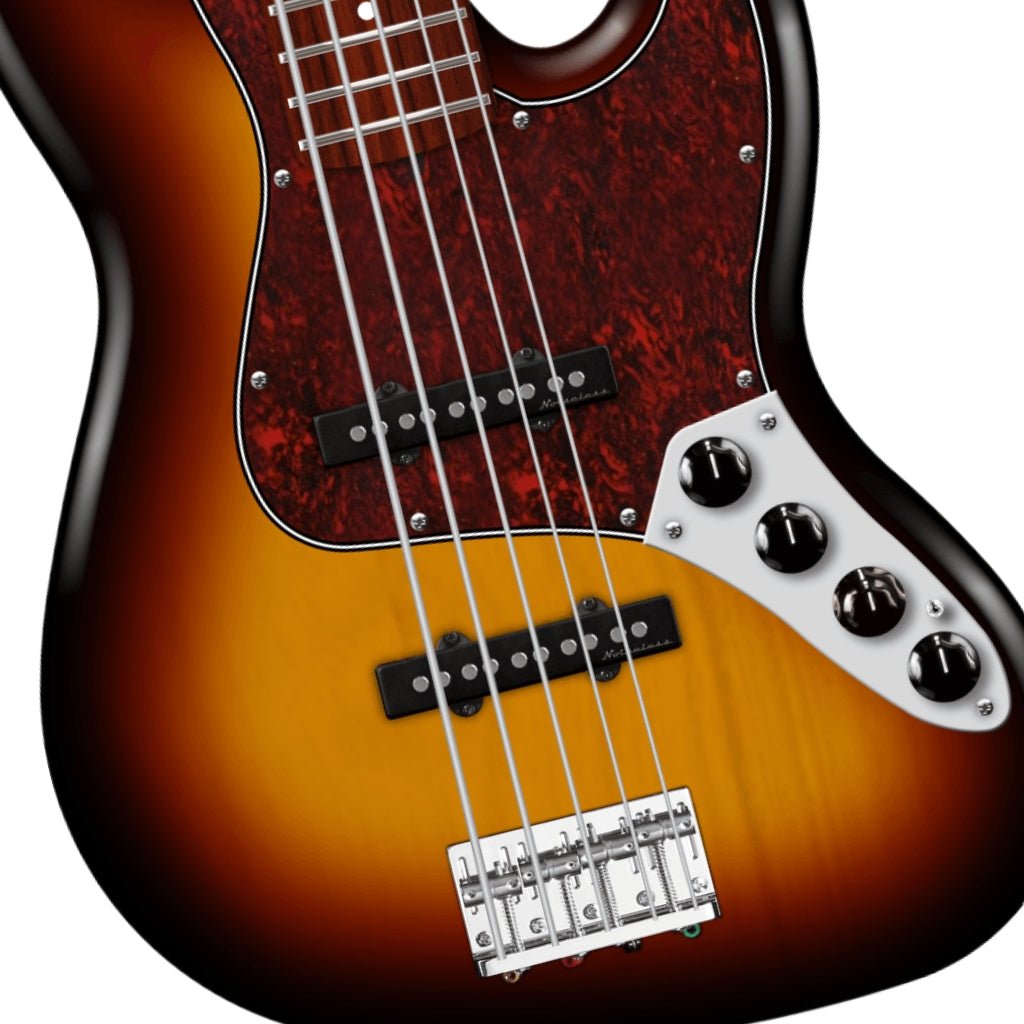 Fender Player II Modified Active Jazz Bass V - 3 Tone Sunburst, Rosewood Fingerboard Bass Guitars Sky Music
