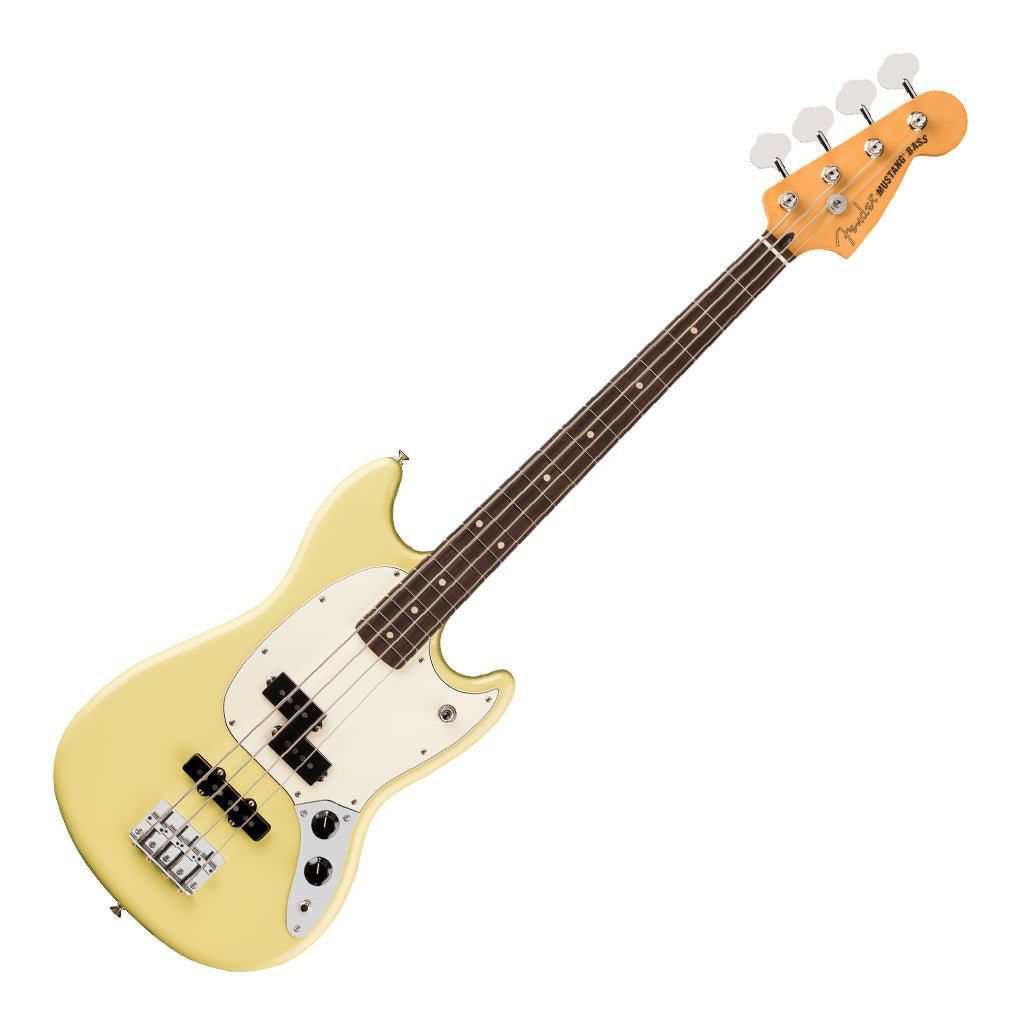 Fender Player II Mustang Bass Rosewood Fretboard Hialeah Yellow Bass Guitars Sky Music