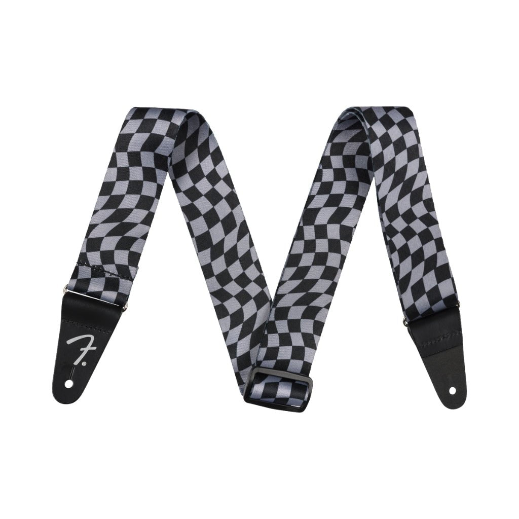 Fender Wavy Checkerboard Guitar Strap - Gray and Black, 2" Guitar Straps Sky Music