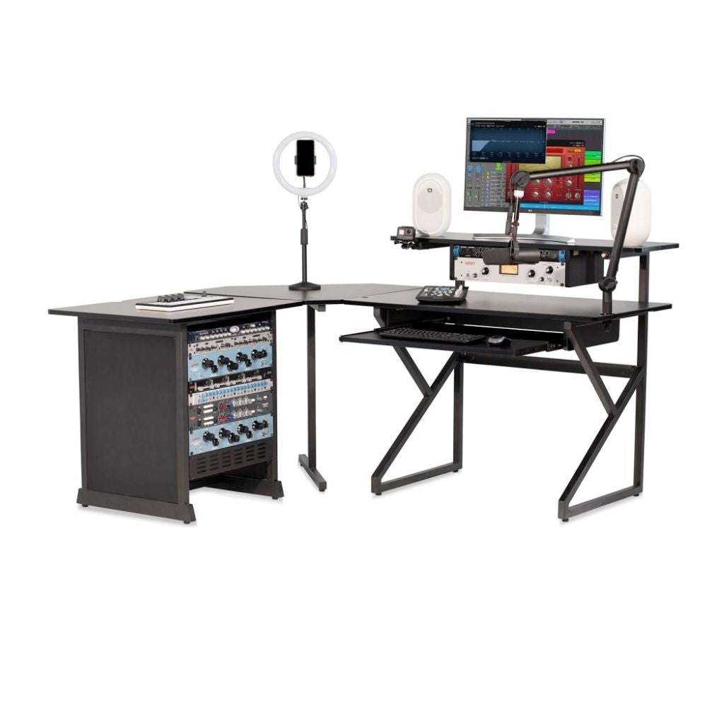 Gator - GFW-DESK-SET Desk Set w/ Main Desk, Corner, Rack – BLK
