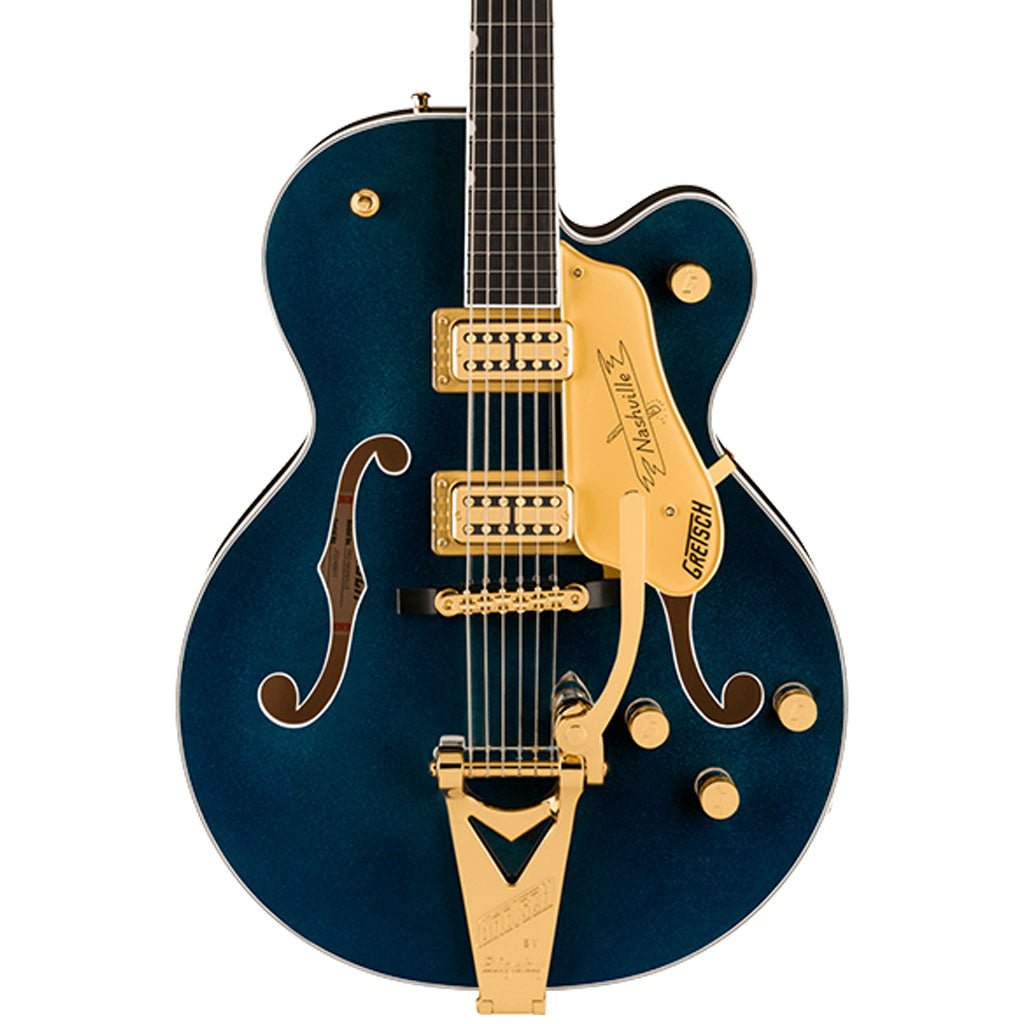 Gretsch Nashville Hollow Body Ebony Fingerboard with String Thru Bigsby and Gold Hardware - Midnight Sapphire Electric Guitars Sky Music