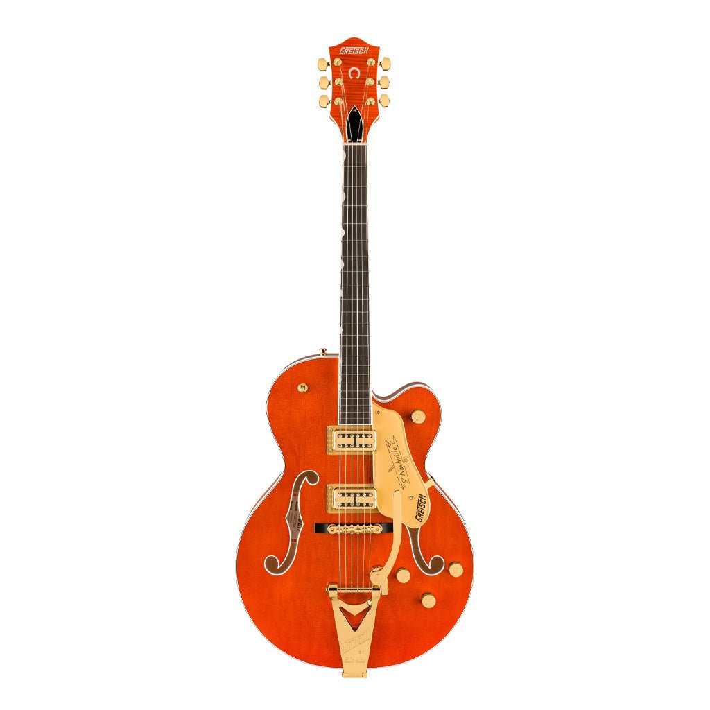 Gretsch Nashville Hollow Body Ebony Fingerboard with String Thru Bigsby and Gold Hardware - Orange Stain Electric Guitars Sky Music