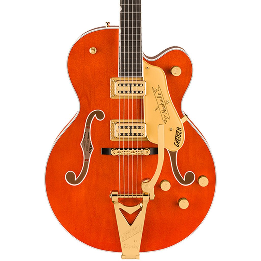 Gretsch Nashville Hollow Body Ebony Fingerboard with String Thru Bigsby and Gold Hardware - Orange Stain Electric Guitars Sky Music