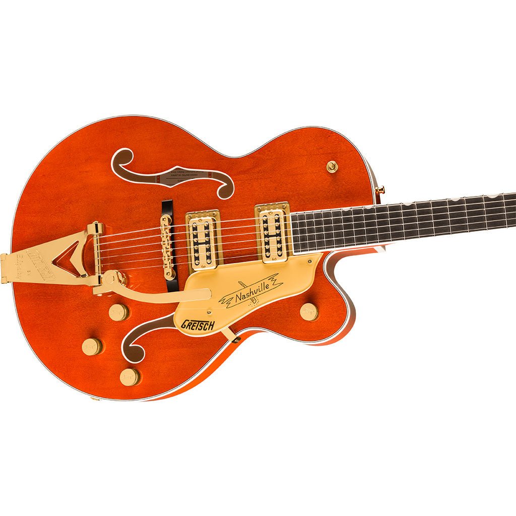 Gretsch Nashville Hollow Body Ebony Fingerboard with String Thru Bigsby and Gold Hardware - Orange Stain Electric Guitars Sky Music