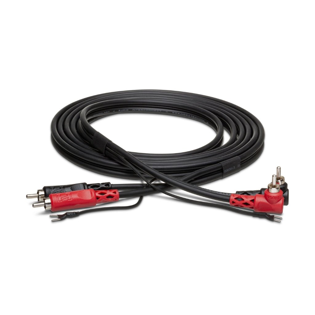 Hosa Technology Dual RCA to Dual Right-angle RCA with Ground Wire Stereo Interconnect Cable 3m Cables Sky Music