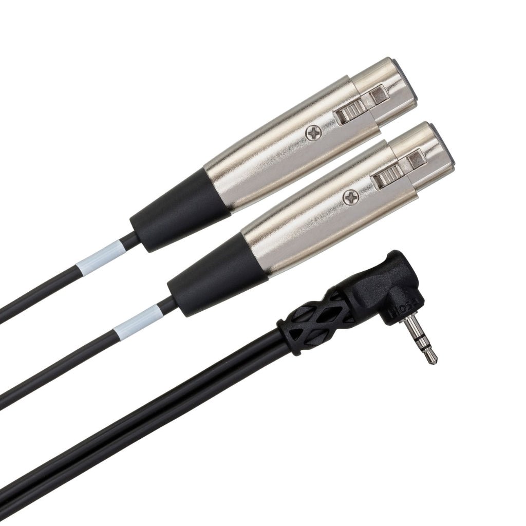 Hosa Technology Dual XLR3F to Right-angle 3.5 mm TRS Microphone Cable 1ft Cables Sky Music