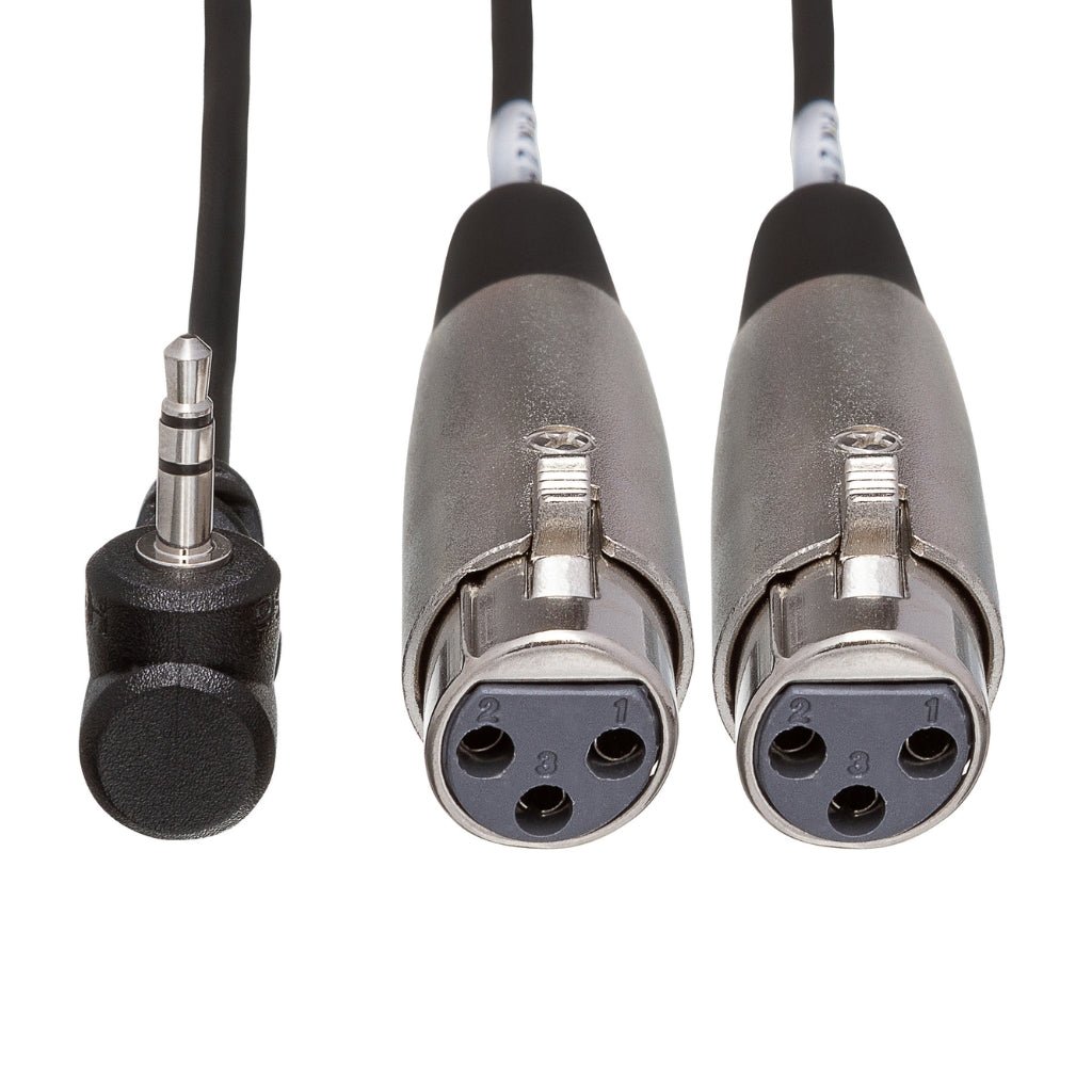 Hosa Technology Dual XLR3F to Right-angle 3.5 mm TRS Microphone Cable 1ft Cables Sky Music