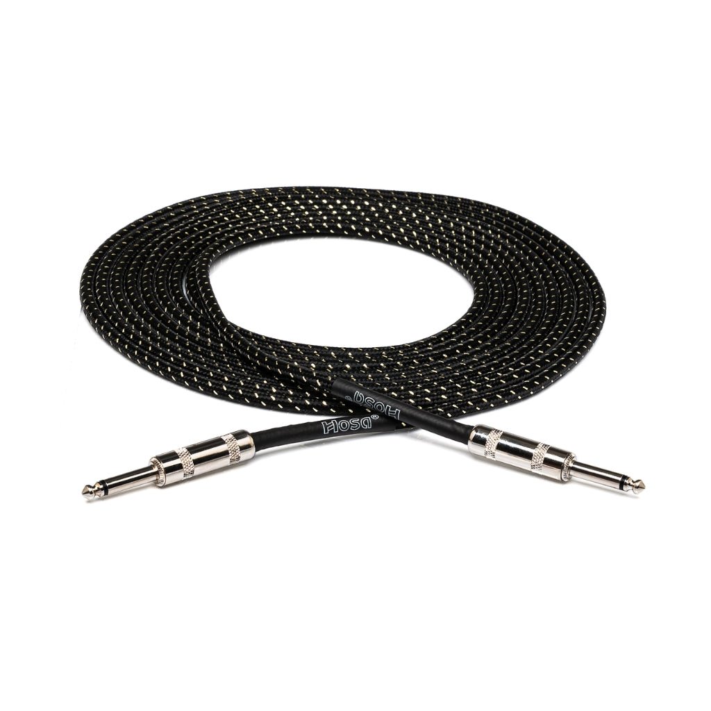 Hosa Technology Straight to Same Cloth Guitar Cable 18ft Black/Gold Cables Sky Music