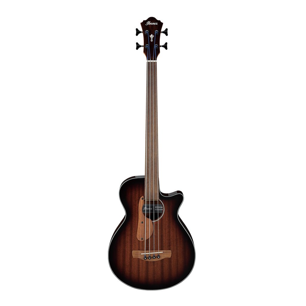Ibanez AEGB24FEMHS Electro Acoustic Fretless Bass Guitar - Mahogany Sunburst High Gloss Bass Guitars Sky Music