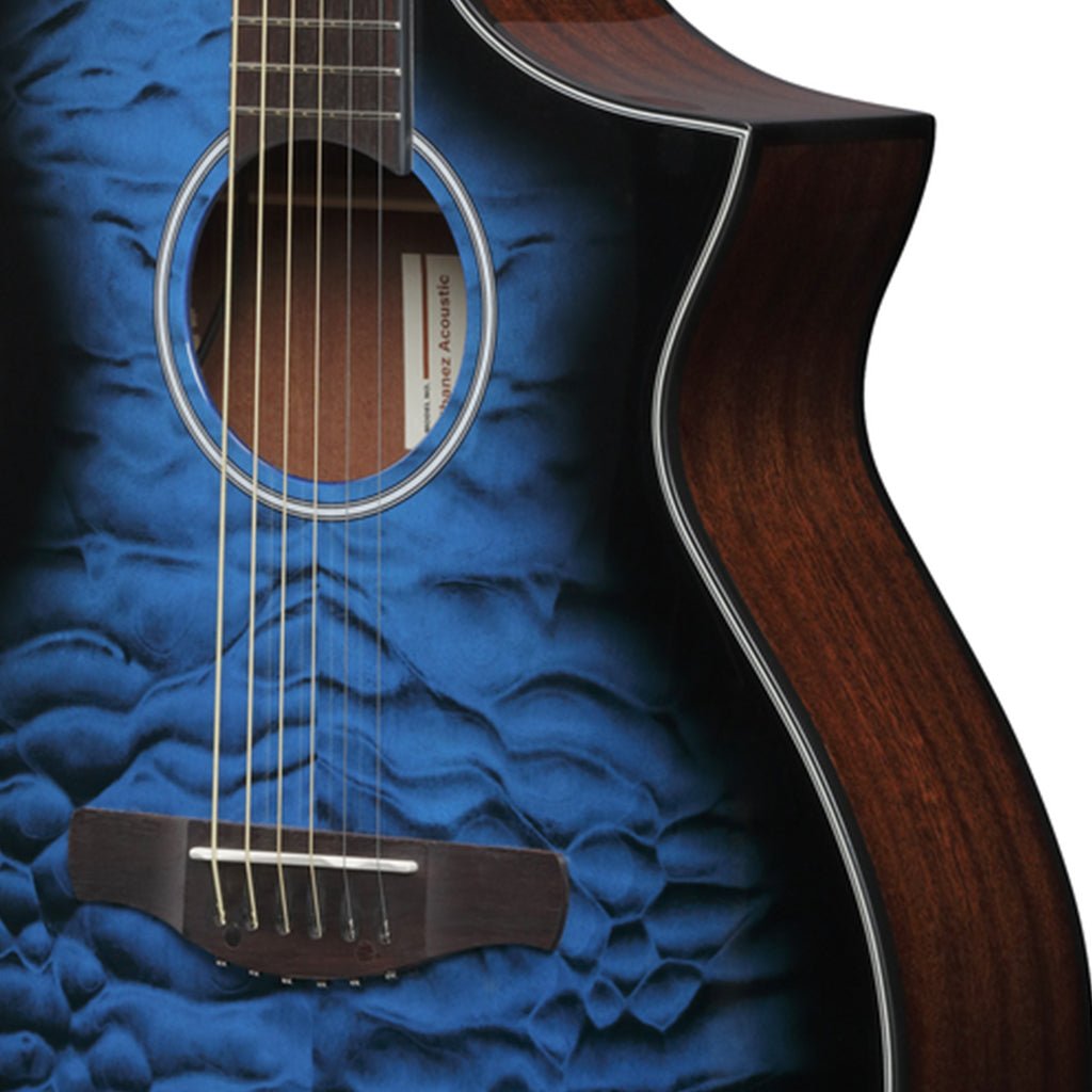 Ibanez AEWC16QA Acoustic Guitar w/Pickup - Transparent Blue Sunburst High Gloss Acoustic Guitars Sky Music