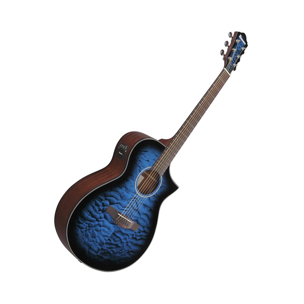 Ibanez AEWC16QA Acoustic Guitar w/Pickup - Transparent Blue Sunburst High Gloss Acoustic Guitars Sky Music