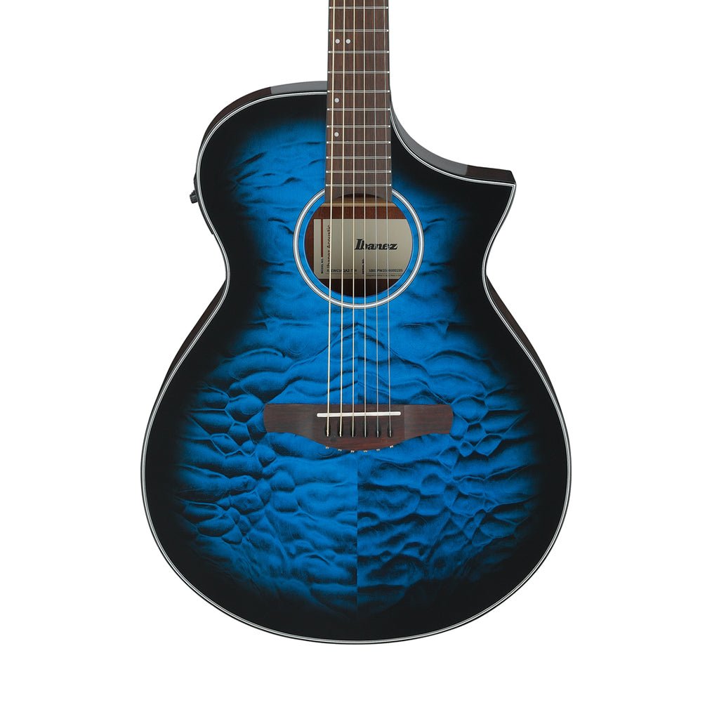 Ibanez AEWC16QA Acoustic Guitar w/Pickup - Transparent Blue Sunburst High Gloss Acoustic Guitars Sky Music