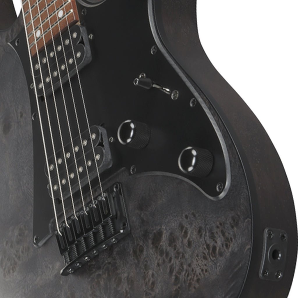 Ibanez RGR431PB Poplar Burl Top Electric Guitar - Charcoal Gray Flat Electric Guitars Sky Music