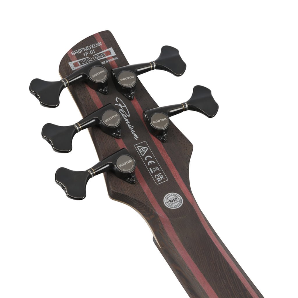 Ibanez SR1455DW Premium 5-String Bass - Transparent Gray Flat Bass Guitars Sky Music