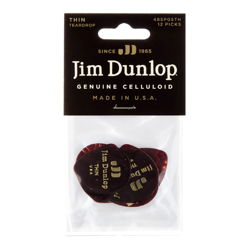 Jim Dunlop Celluloid Shell Teardrop Classics Thin 12 Pack