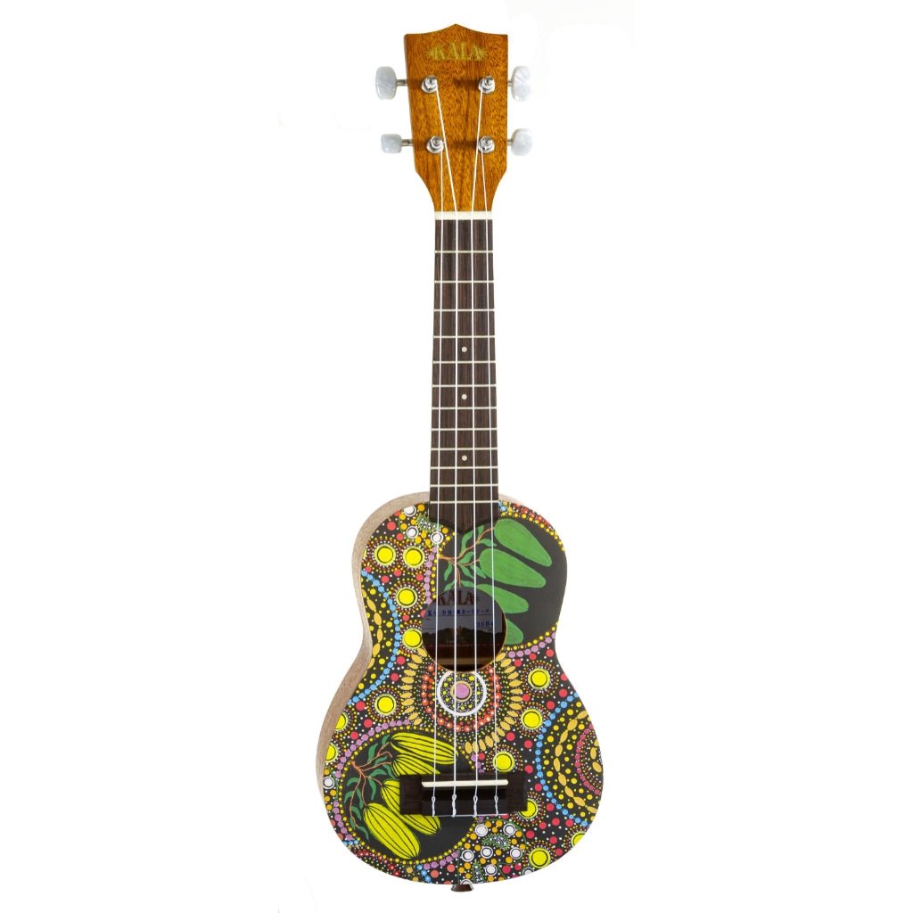 Kala Soprano Ukulele with Desert StoryLines Logo Bag - Bushfoods By Margaret Bloomfield Ukuleles Sky Music