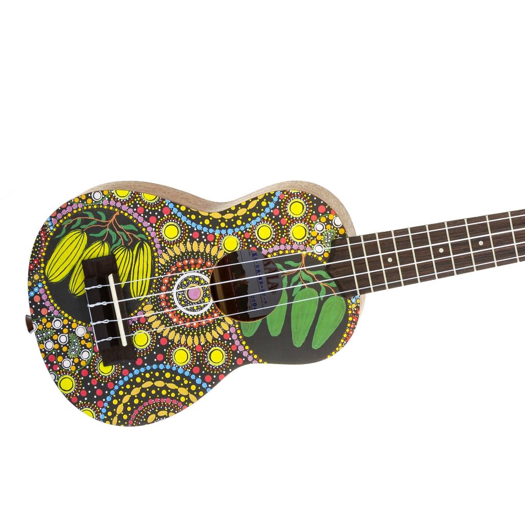 Kala Soprano Ukulele with Desert StoryLines Logo Bag - Bushfoods By Margaret Bloomfield Ukuleles Sky Music