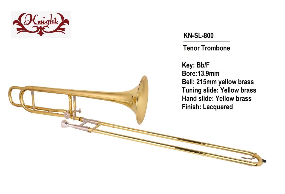 Knight Tenor Trombone SL-800, Key of Bb/F, with Case Trombones Sky Music